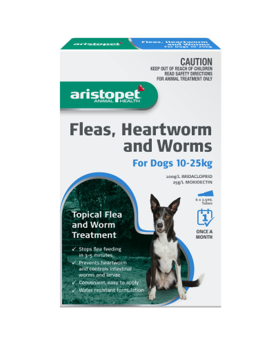 Aristopet Topical Flea and Worm Treatment for Dogs 10-25kg - 3 Tubes